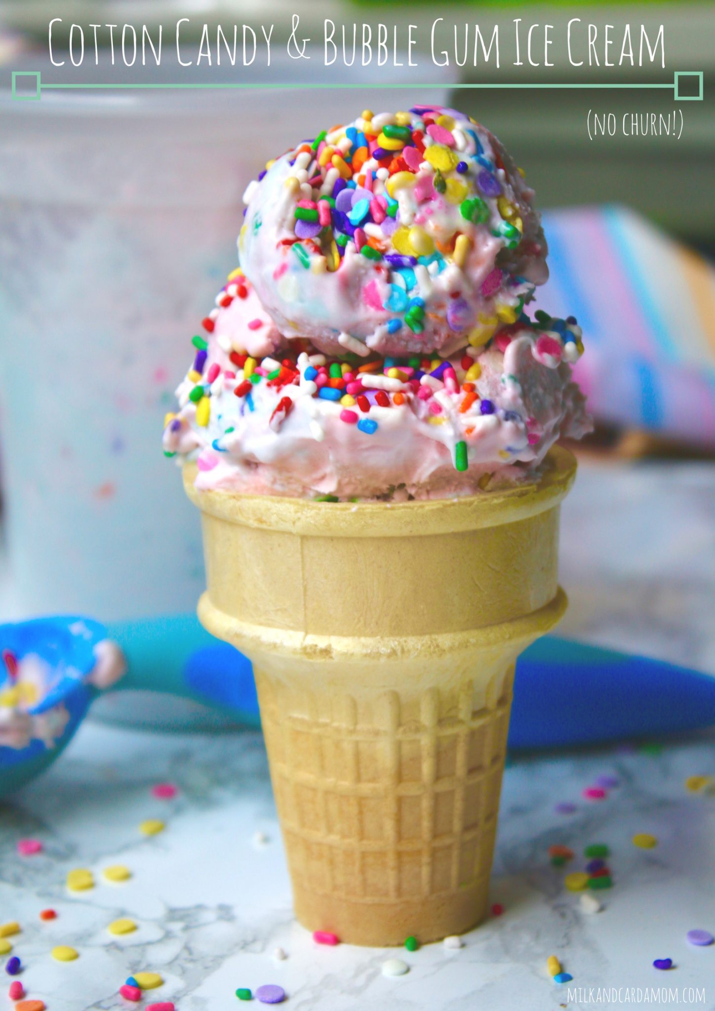 Cotton Candy and Bubble Gum Ice Cream (No Churn!) Milk & Cardamom
